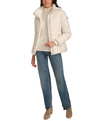 Women's Faux-Fur-Lined Hooded Puffer Coat
