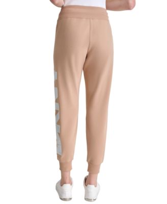 DKNY Women's Exploded Logo Cuff Fleece Jogger Sweatpants