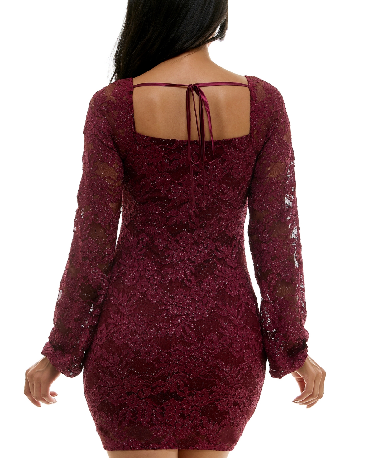 Emerald Sundae Juniors' Glitter Lace Bodycon Mini Dress