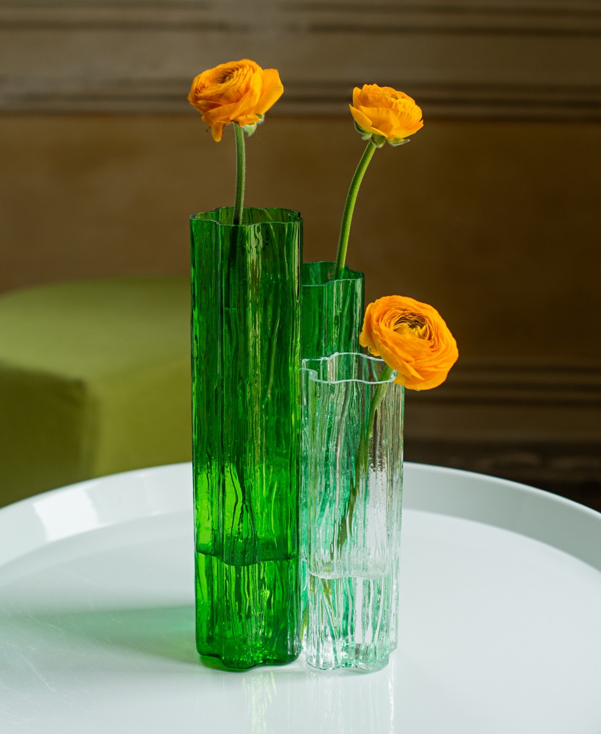 Vietri Flora Glass Vase In Green