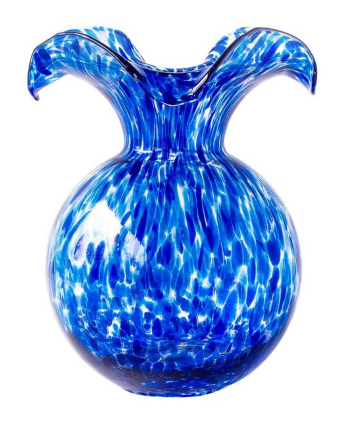 Vietri Hibiscus Glass Cobalt Tortoiseshell Small Fluted Vase In Blue