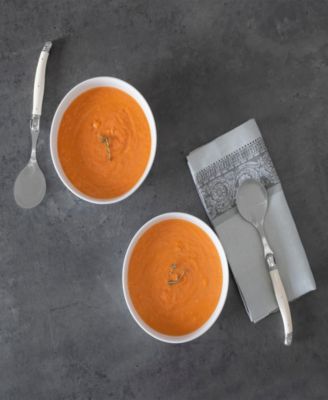 Set of 4, Laguiole Soup Spoons with Faux Ivory Handles