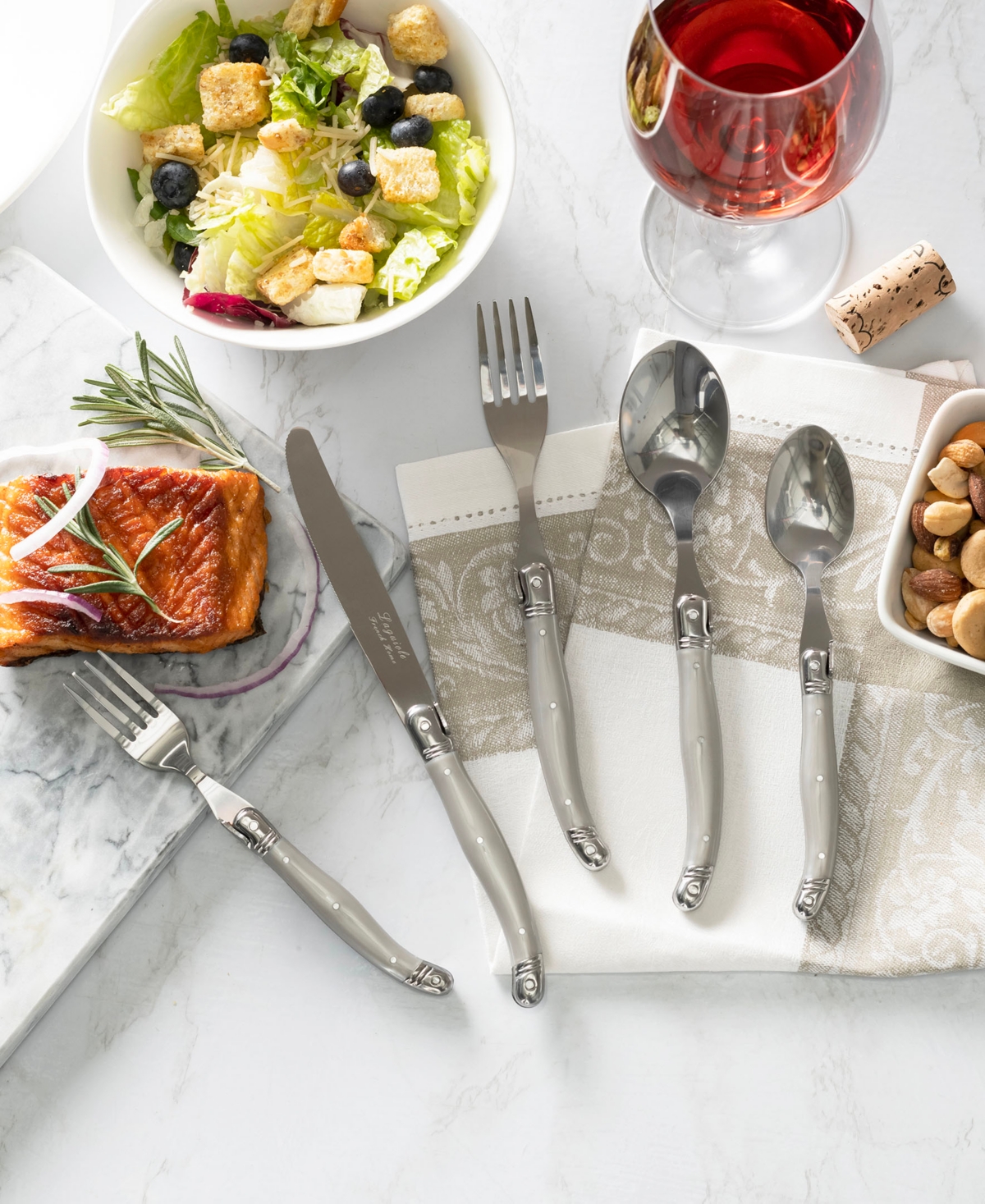 French Home Laguiole 20 Piece Stainless Steel Flatware Set, Service For 4 In Pewter