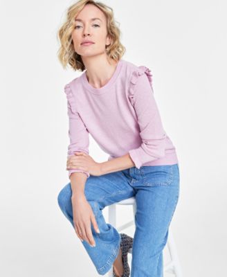 On 34th - Women's Ruffle-Trim Crewneck Sweater