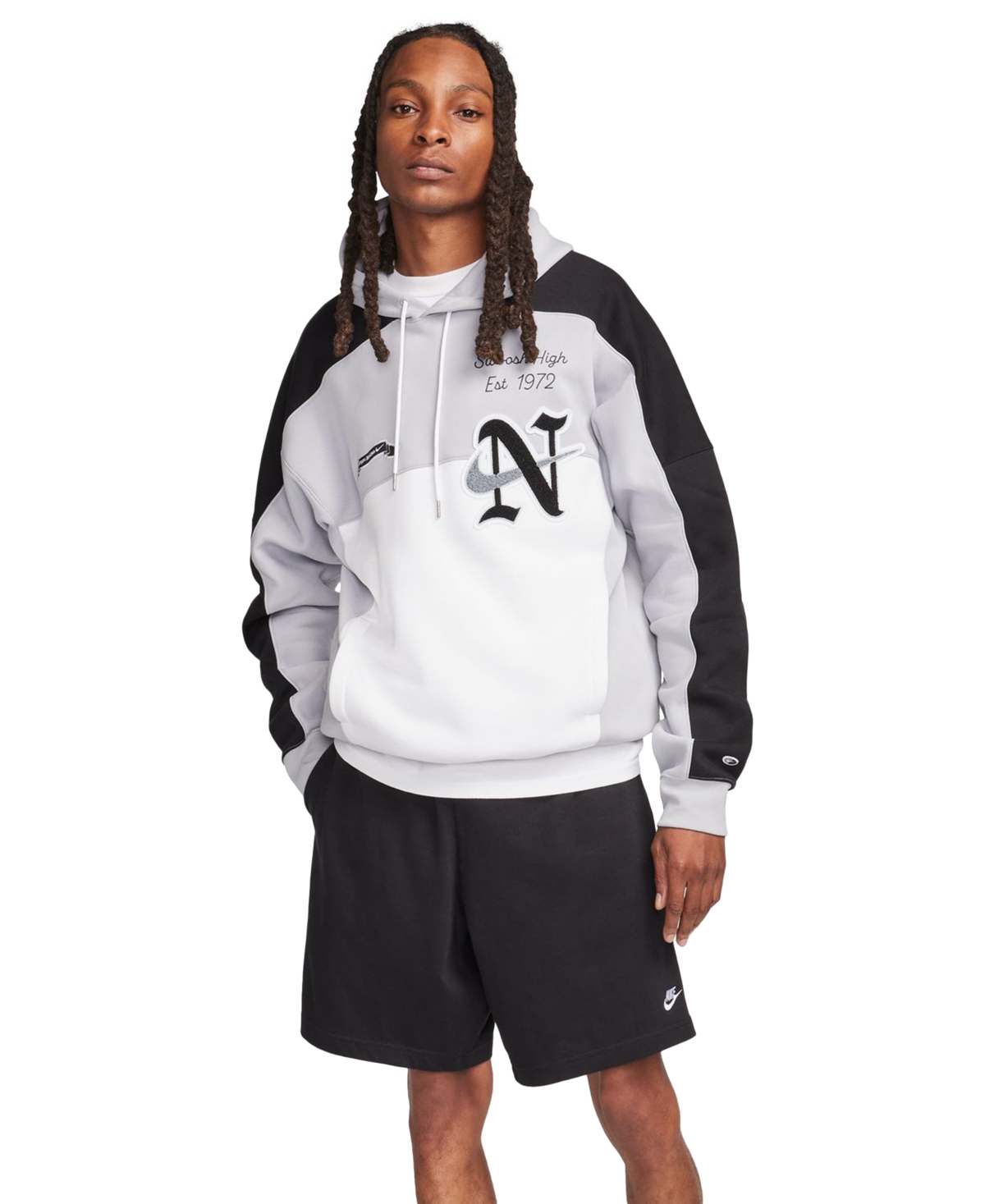 Nike Men's Club Relaxed-Fit Logo Embroidered Shorts, Regular & Big & Tall -white