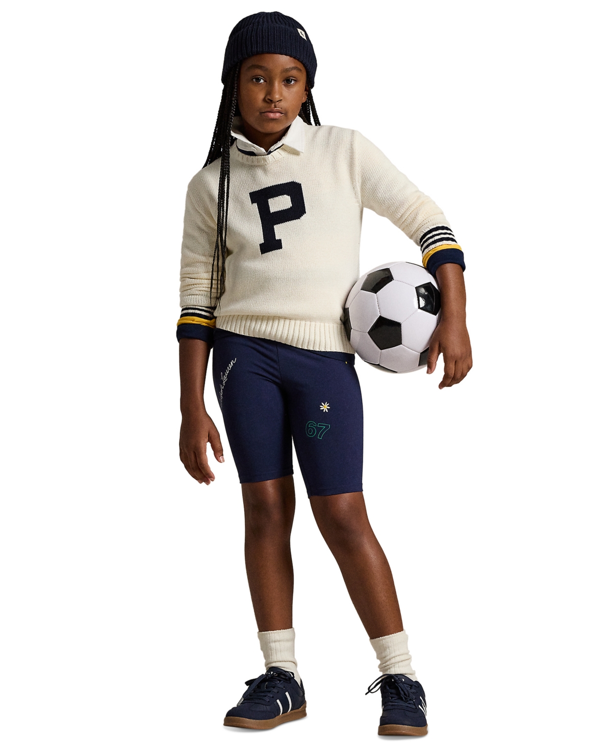 Polo Ralph Lauren Big Girls Cotton Letterman Sweater
