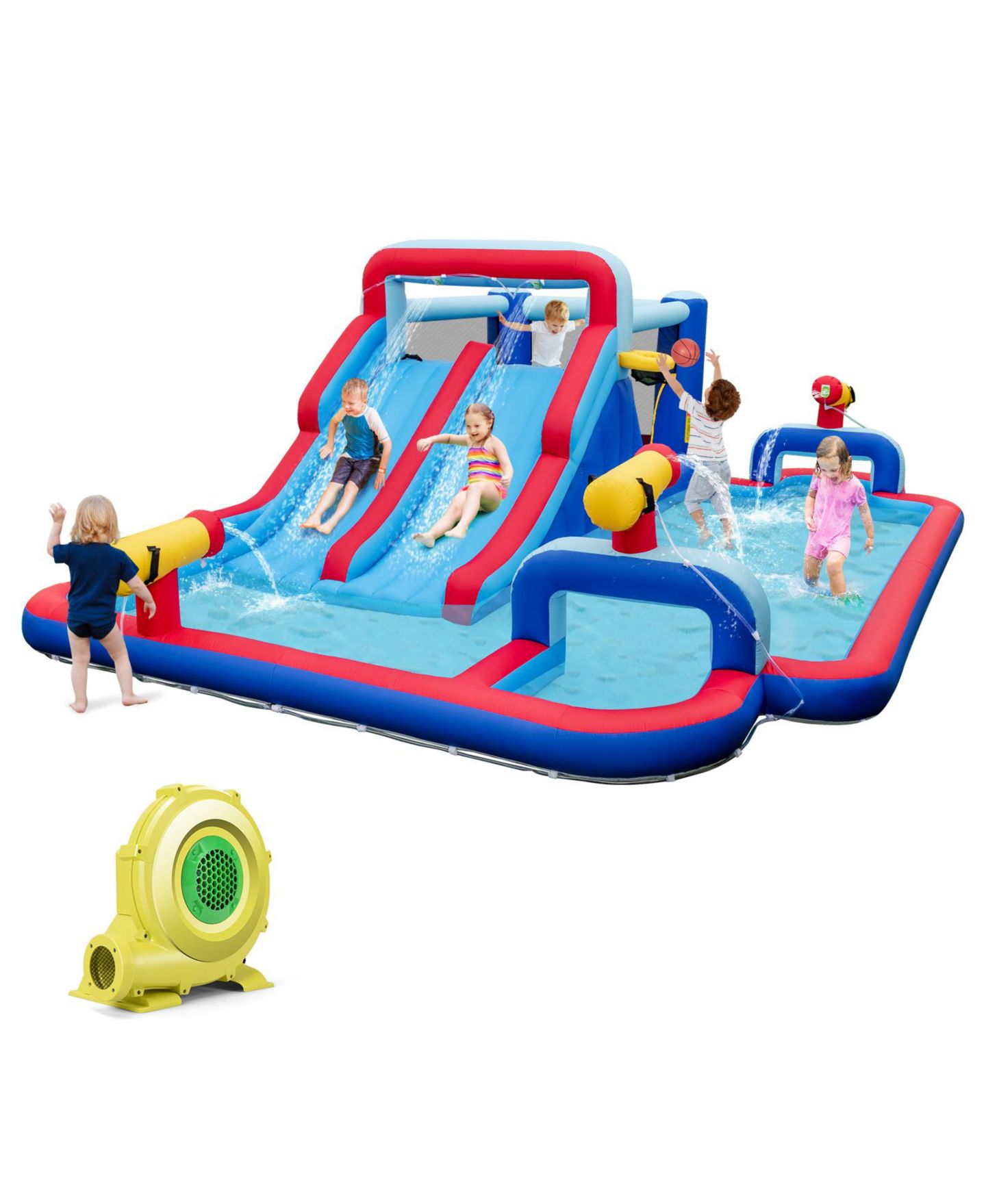 Детские игрушки INOLAIT Inflatable Bounce House with 2 Water Slides and 3 Water Cannons with 950W Blower — фото 9