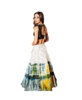 Women's Tie-Dye Lehenga with Zardosi and Bead Embellished Blouse and Banarasi Dupatta