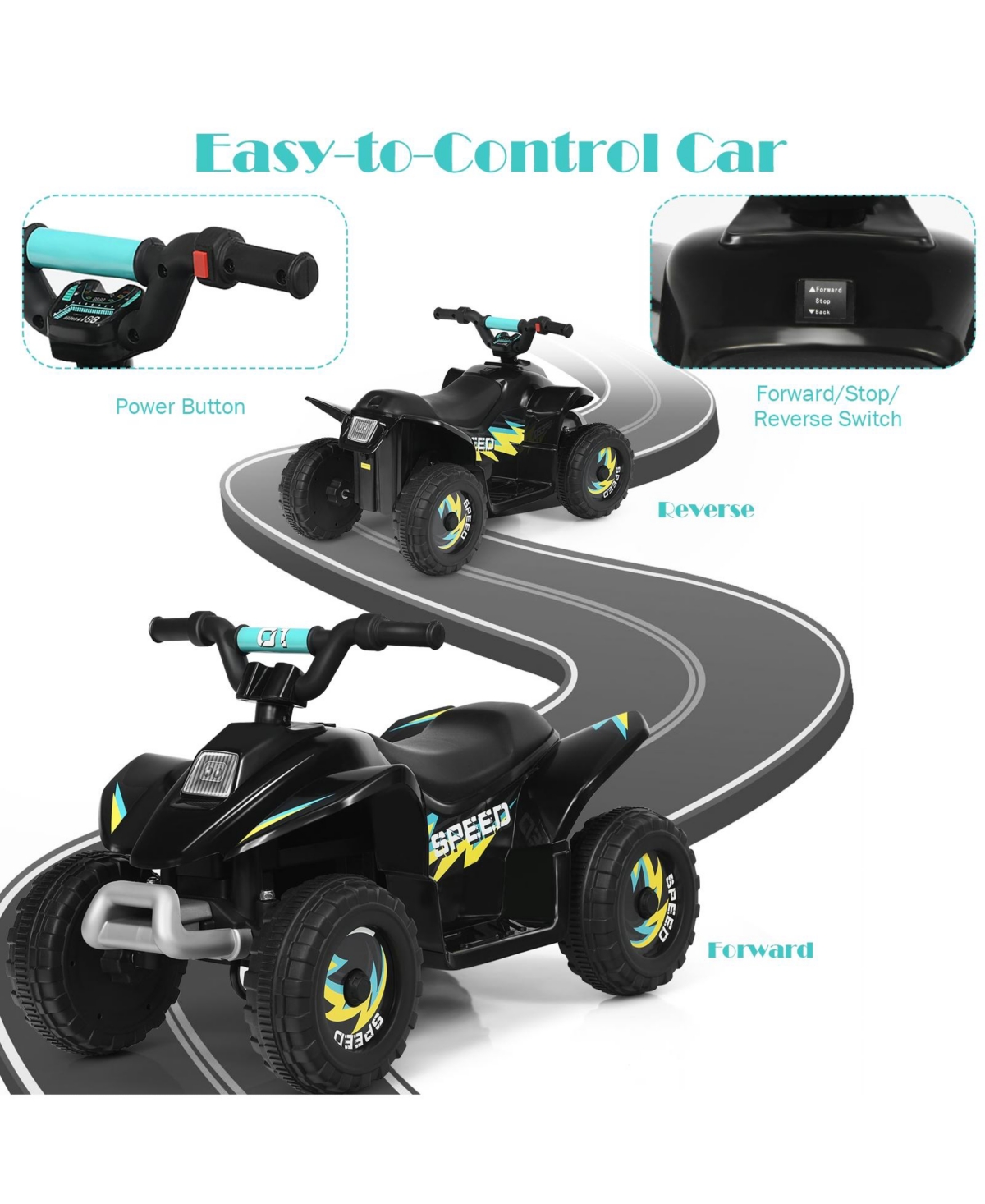 Sugift 6V Kids Electric Atv 4 Wheels Ride-On Toy