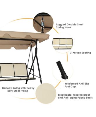 3 Person Steel Frame Patio Swing with Polyester Angle and Adjustable Canopy