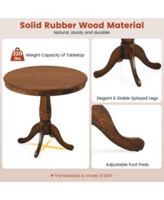 32 Inch Wooden Round Pub Pedestal Side Table