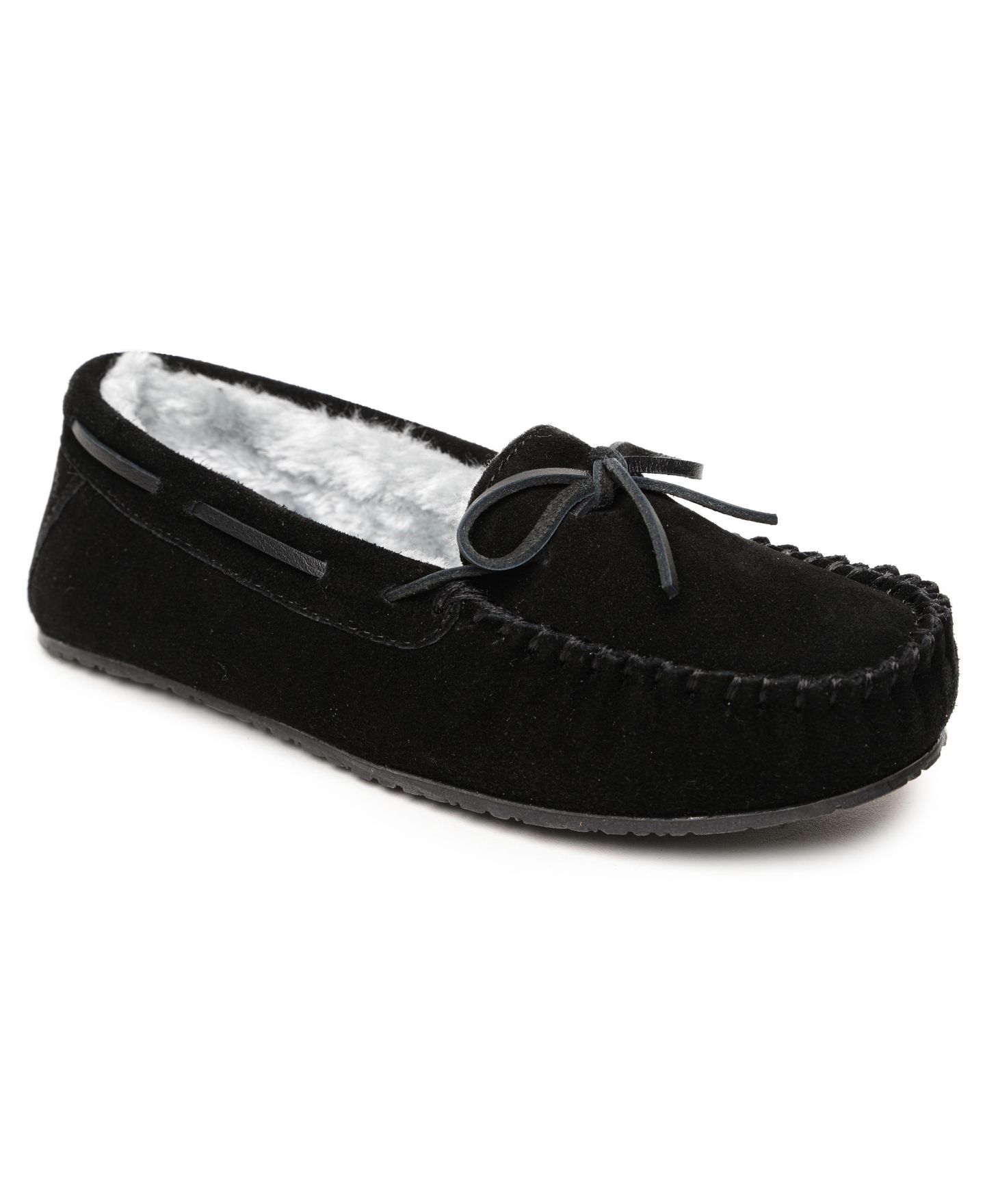 Женские тапочки Minnetonka Comfy Moc Slipper, цвет: Чёрный — фото 1