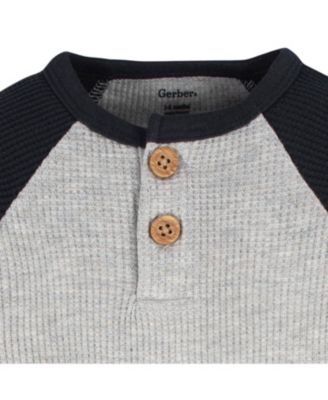 Baby Boys Long Sleeve Henley Style Onesies Bodysuits, 2-pack