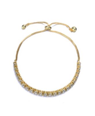 Bolo Adjustable Bracelet with Round Clear Cubic Zirconia