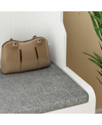 68.5 in. White Wood 3-in-1 Hall Tree Coat Rack Storage Bench with 4-Metal Double Hooks and 2-Drawers, Shelves