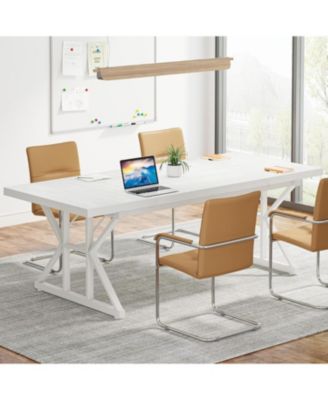 6FT Conference Table, 70.86 L x 31.49 W x 29.52 H Inches Rectangle Meeting Room Table, Rustic Wood Seminar Table Executive Desk