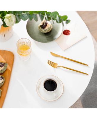 32 Inch Round Outdoor Patio Dining Table with MDF Top