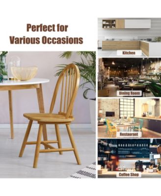 Set of 2 Vintage Windsor Wood Chair with Spindle Back for Dining Room