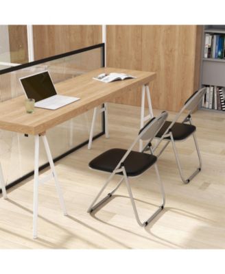 2 Pieces Portable Folding Dining Chairs Set with Carrying Handles