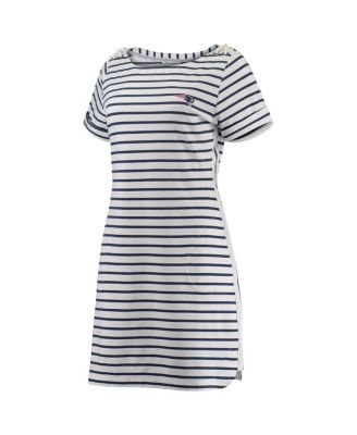 Women's White New England Patriots Tri-Blend Jovanna Striped Dress
