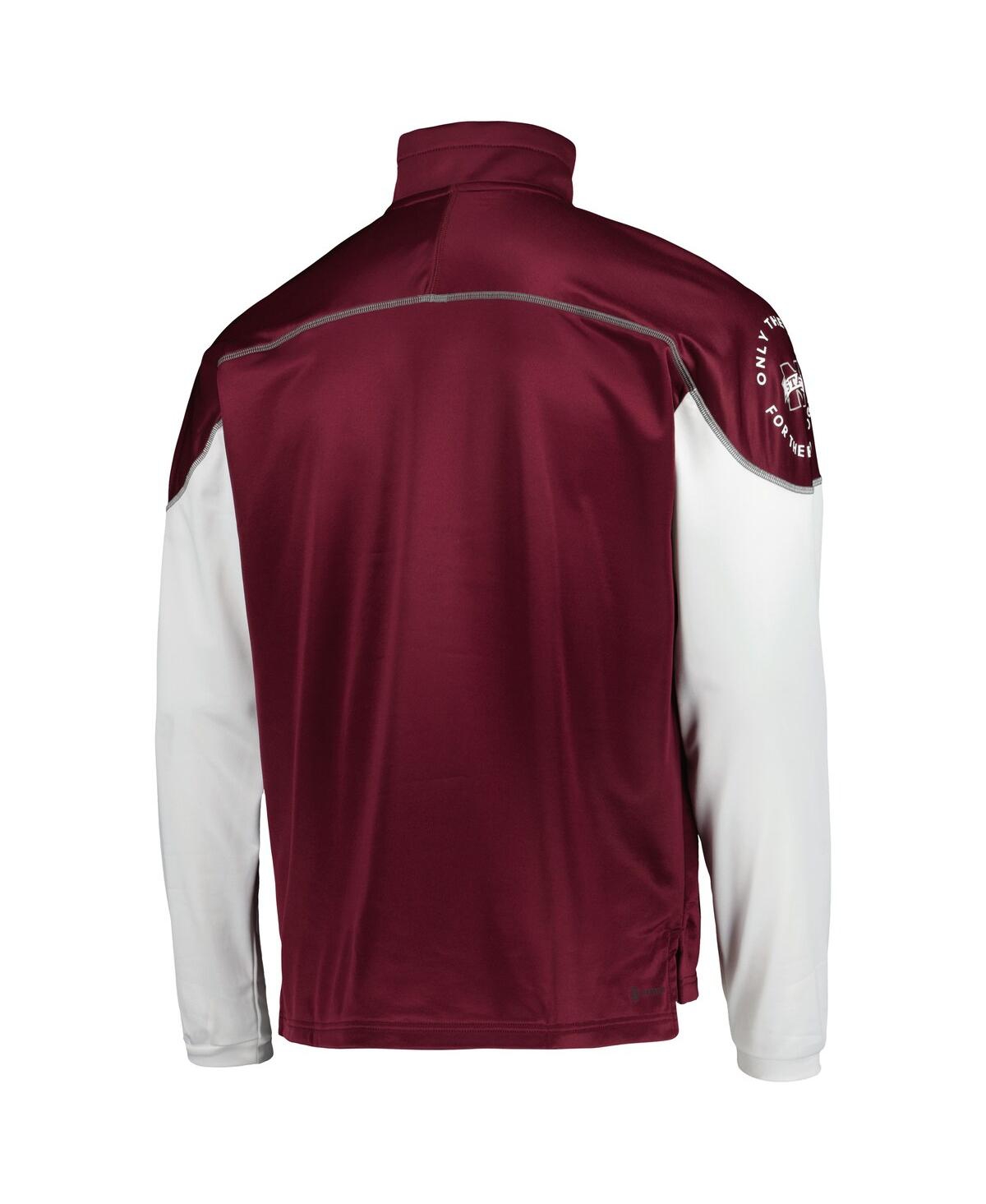 Adidas Men'sMississippi State Bulldogs Aeroready Knit Quarter-Snap Jacket - Maroon