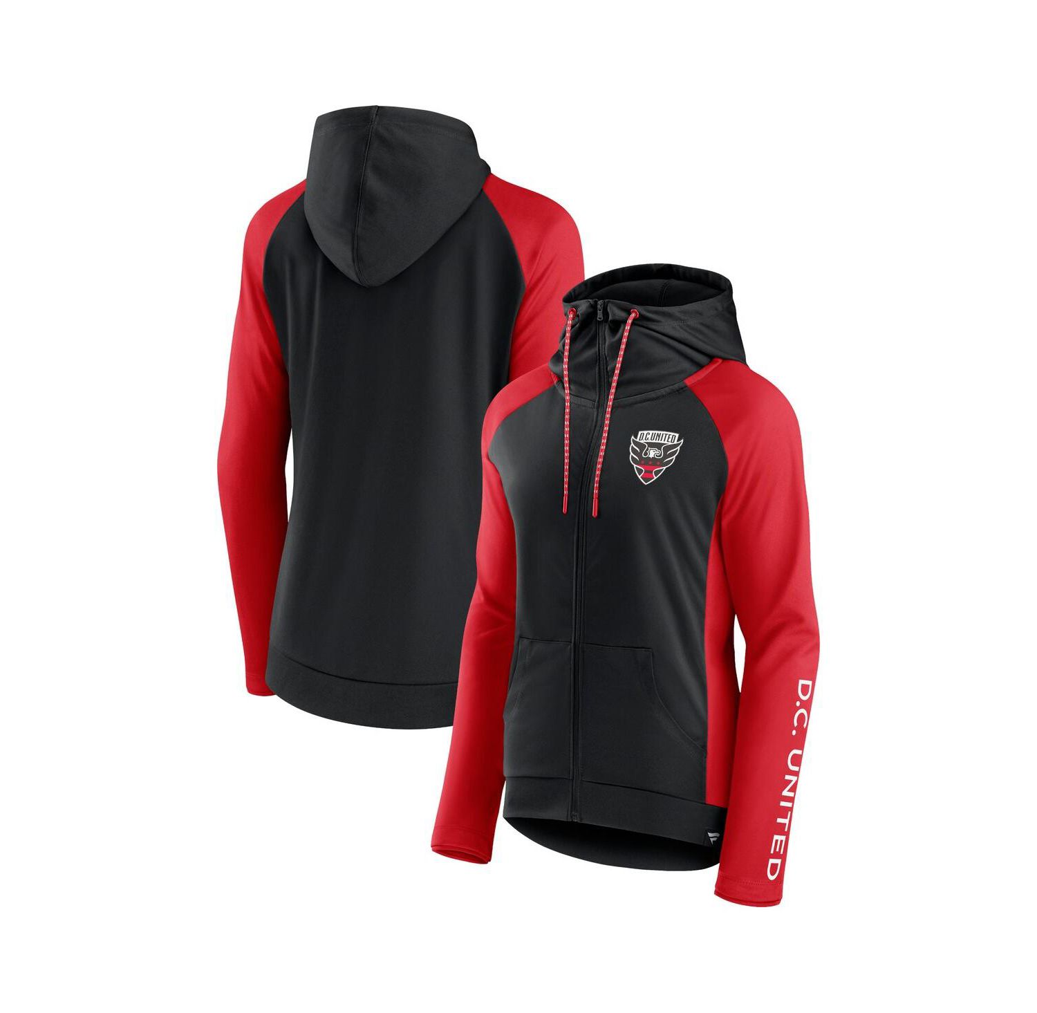 Women's Black/Red D.C. United Iconic Raglan Full-Zip Hoodie