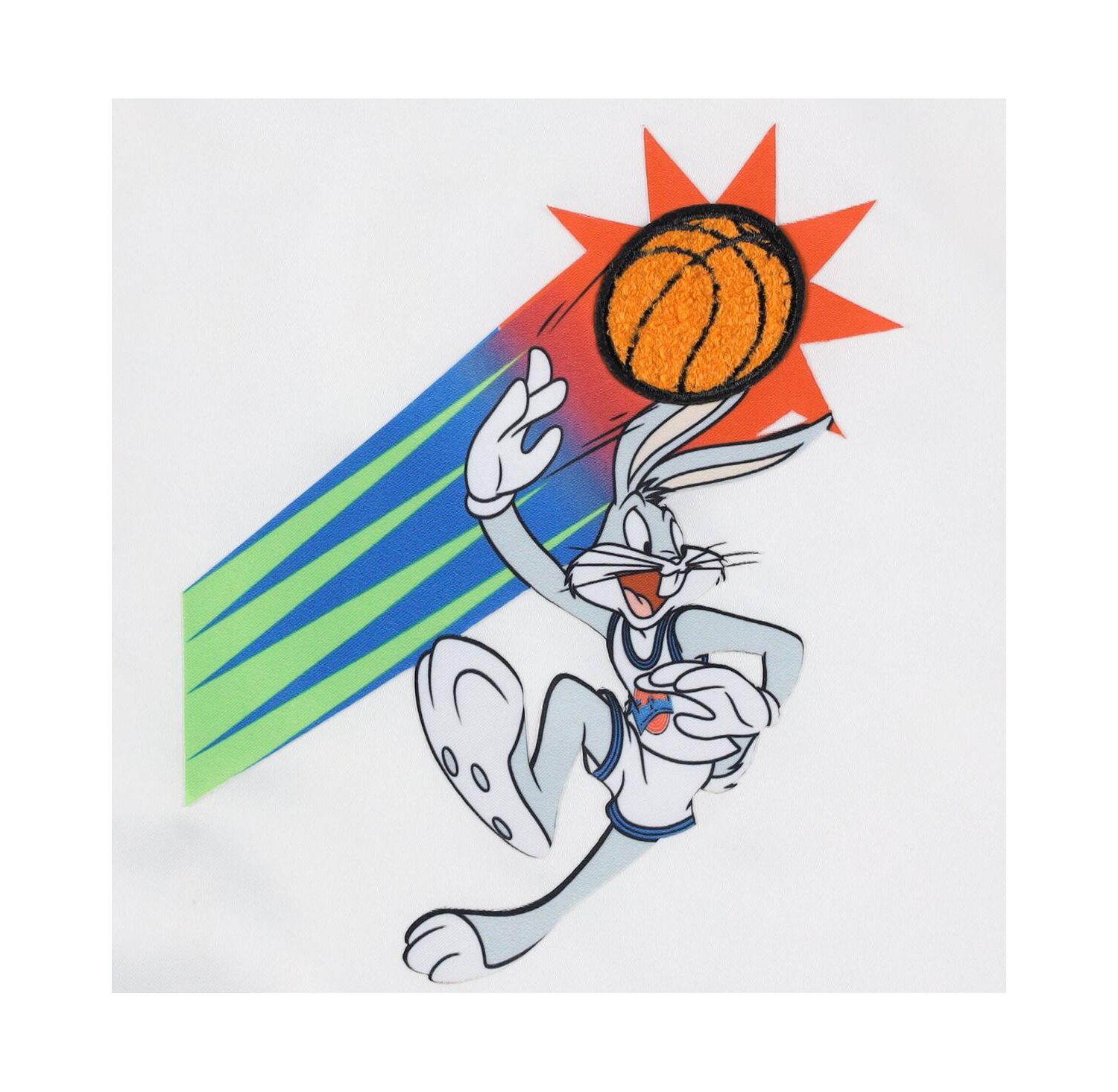 Men's White Looney Tunes Graphic Satin Full-Snap Jacket