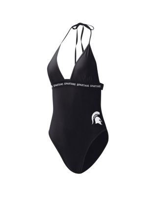 Women's Black Michigan State Spartans Full Count One-Piece Swimsuit