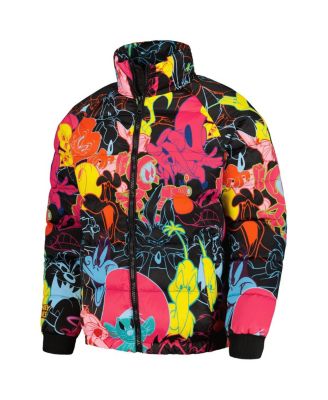 Men's Black Looney Tunes Bugs Bunny Raglan Full-Zip Puffer Jacket