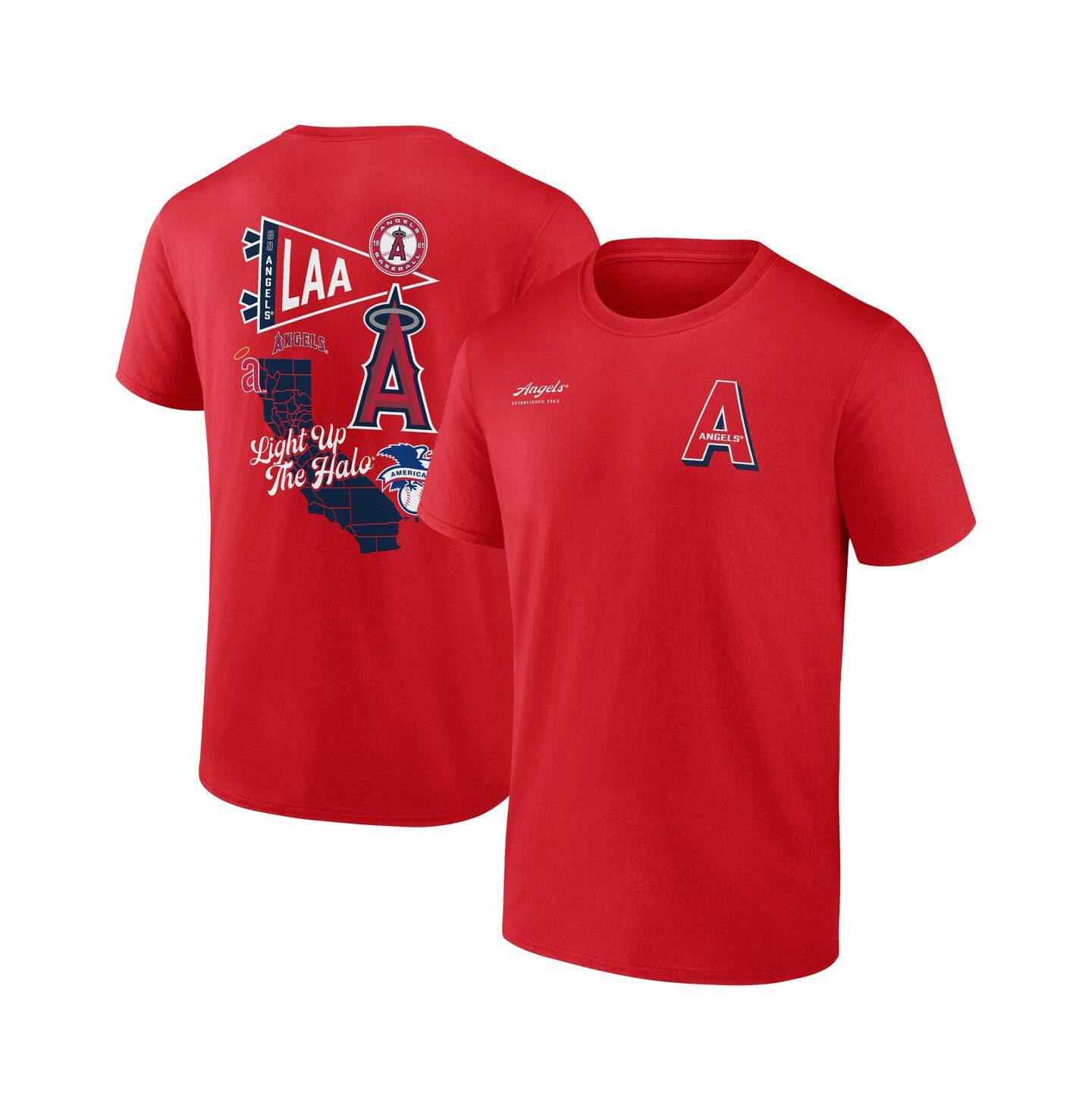 Мужская футболка Fanatics Red Los Angeles Angels Split Zone — фото 1