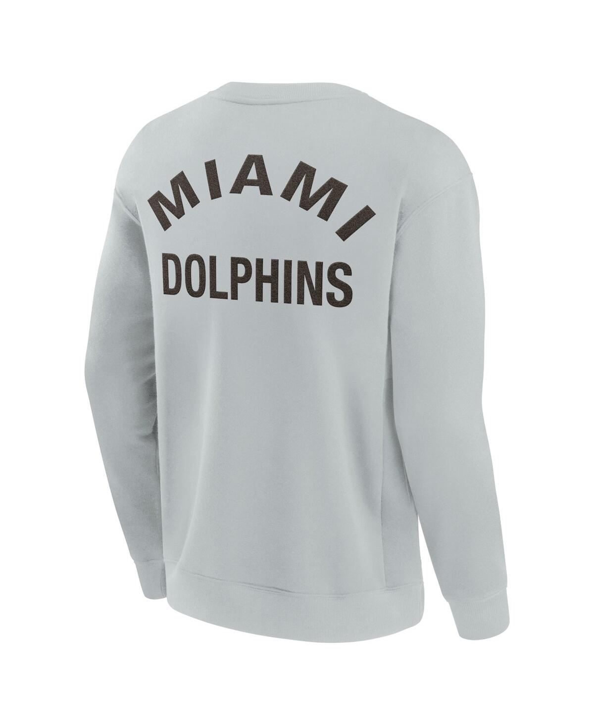 Shop Fanatics Men's And Women's Miami Dolphins Super Soft Pullover Crew Sweatshirt In Gray