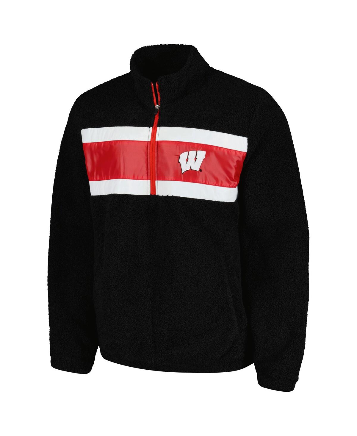Shop G-iii Sports By Carl Banks Men's Black Wisconsin Badgers Pinch Runner Half-zip Top