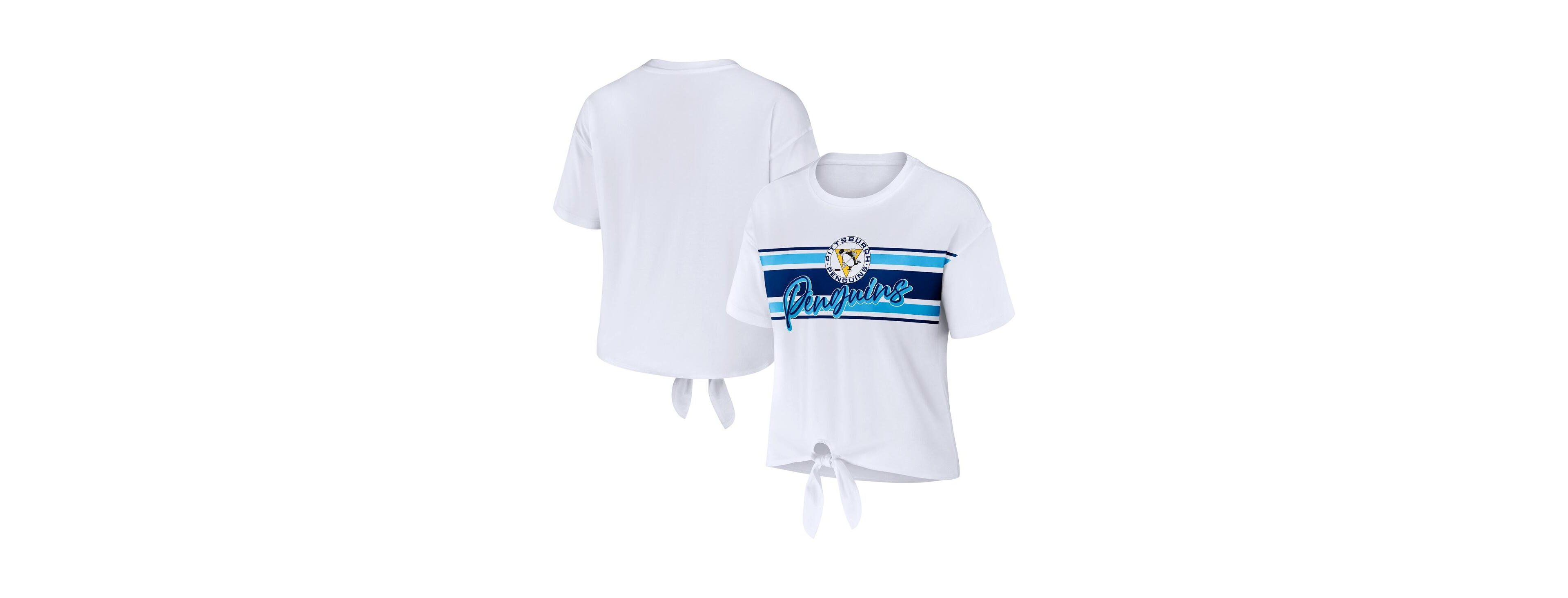 Wear by Erin Andrews Women's White Pittsburgh Penguins Front Knot T-Shirt