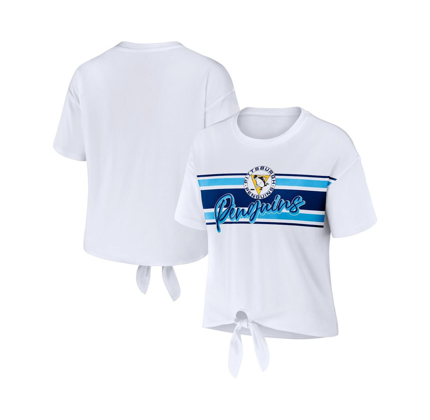 Women's White Pittsburgh Penguins Front Knot T-Shirt