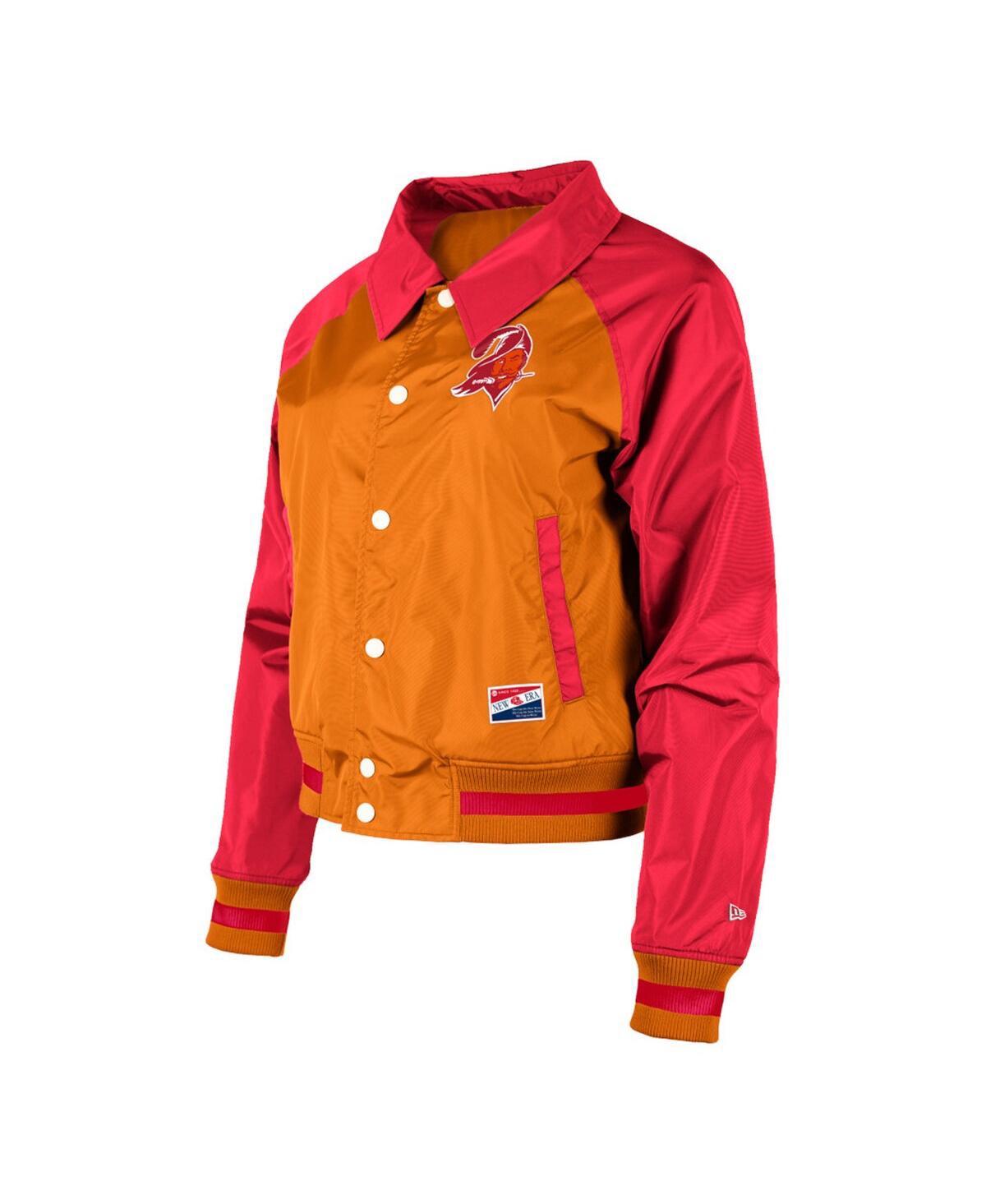 NEW ERA WOMEN'S ORANGE TAMPA BAY BUCCANEERS COACHES RAGLAN FULL-SNAP JACKET 