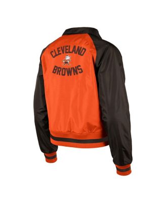 Women's Orange Cleveland Browns Coaches Raglan Full-Snap Jacket