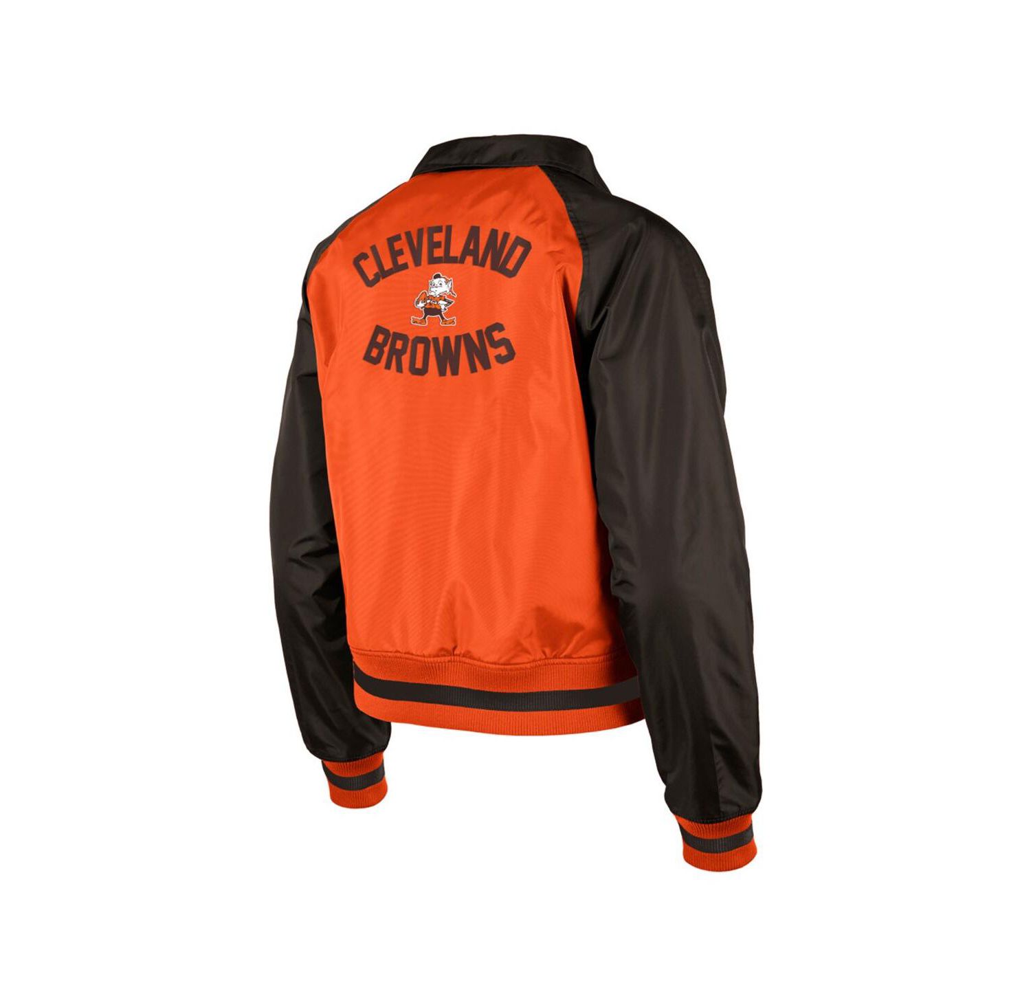 Women's Orange Cleveland Browns Coaches Raglan Full-Snap Jacket