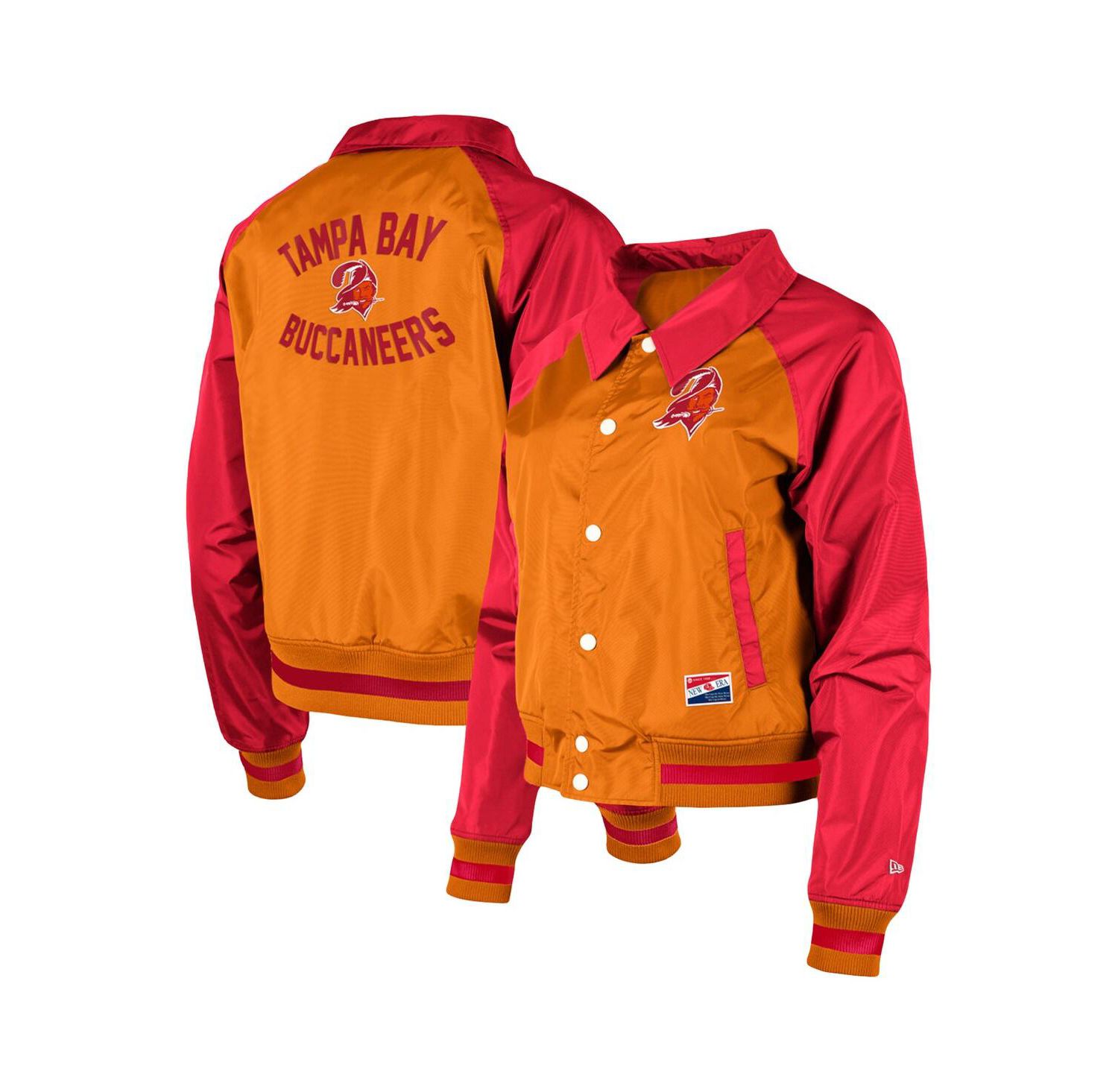 Women's Orange Tampa Bay Buccaneers Coaches Raglan Full-Snap Jacket
