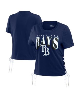 Women's Navy Tampa Bay Rays Side Lace-Up Cropped T-Shirt