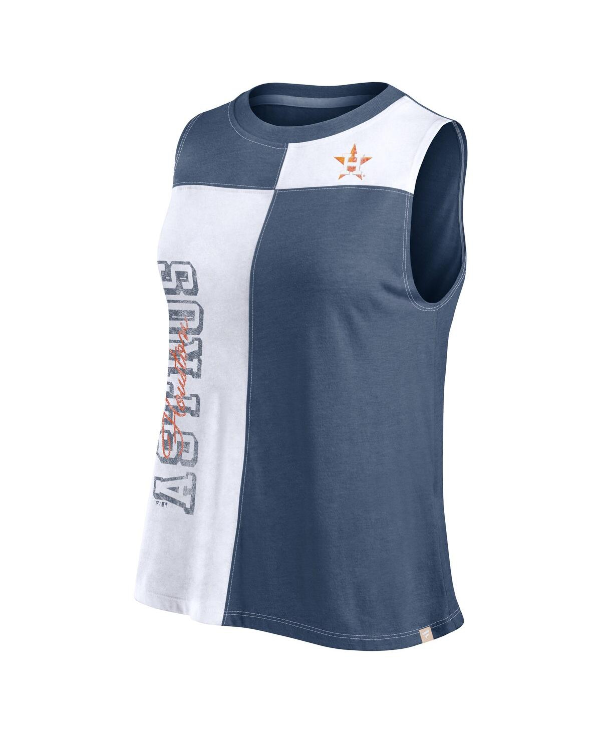 Fanatics Women's Navy/white Houston Astros Color-block Tank Top In Navy,white