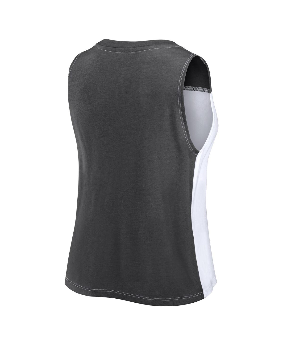Fanatics Women's Black/white Chicago White Sox Color-block Tank Top In Black,white