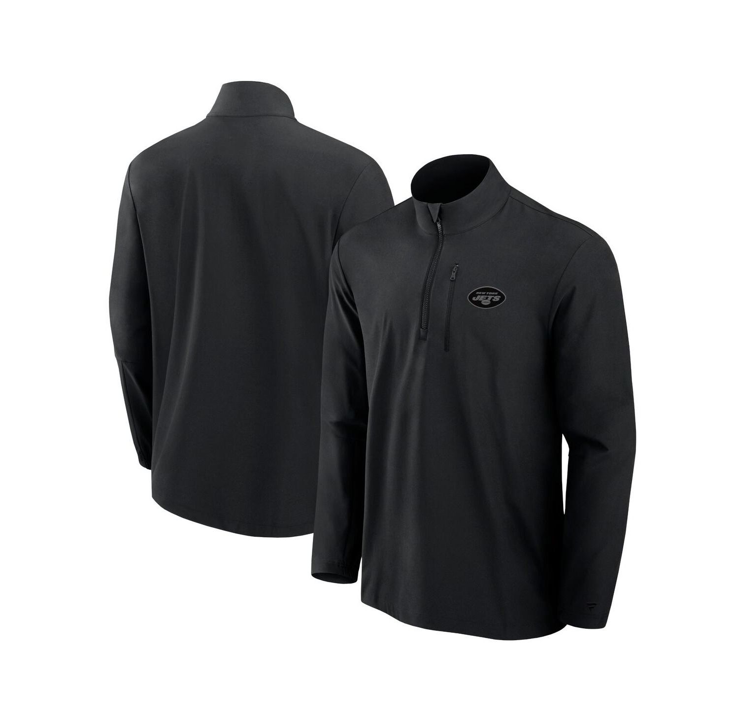 Men's Black New York Jets Front Office Woven Quarter-Zip Jacket