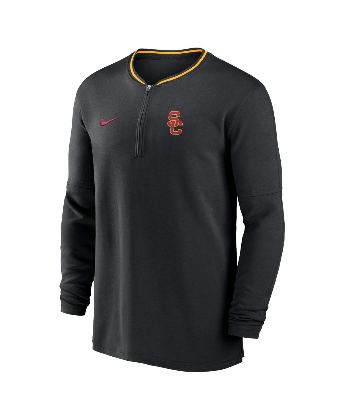 Nike Men'sUsc Trojans 2024 Sideline Coach Performance Half-Zip Long Sleeve Top - Black