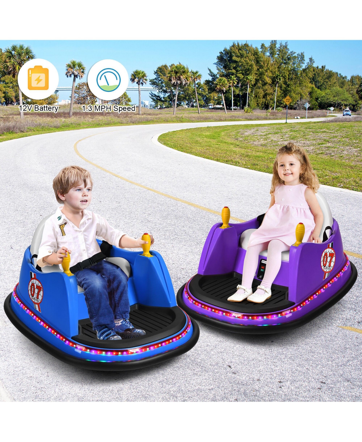 Gymax 12V Vehicle 360 Degree Spin Race Toy Kids Ride On Bumper Car w/ Remote Control Pink