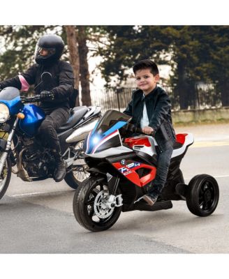 12V Kids Ride on Motorcycle Licensed BMW 3 Wheels Electric Toy w/ Light & Music Red
