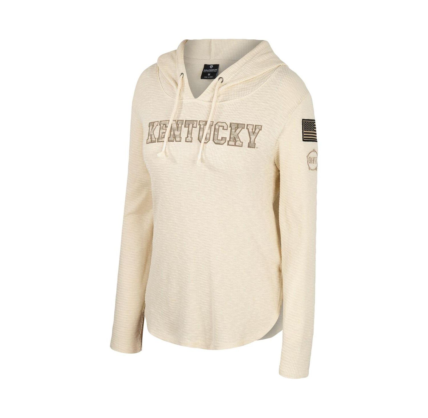Women's Cream Kentucky Wildcats OHT Military Appreciation Casey Raglan Long Sleeve Hoodie T-Shirt