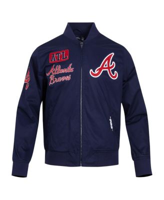 Men's Navy Atlanta Braves Twill Full-Zip Jacket