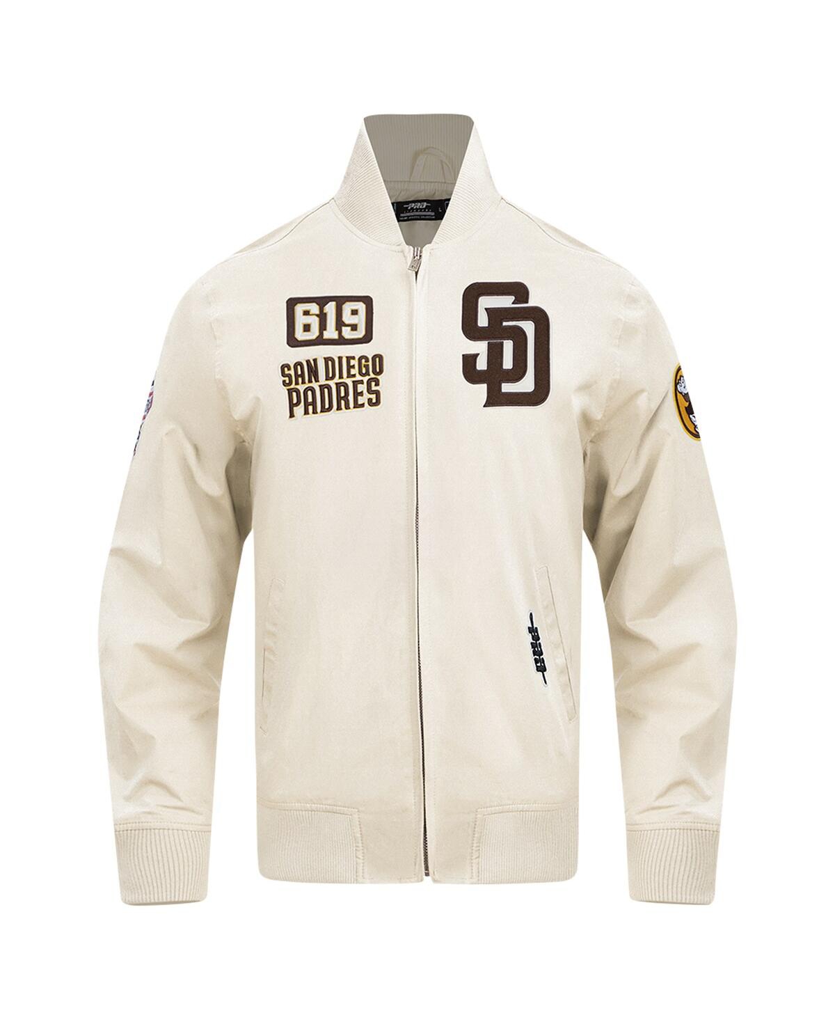 PRO STANDARD MEN'S CREAM SAN DIEGO PADRES AREA CODE TWILL FULL-ZIP JACKET 