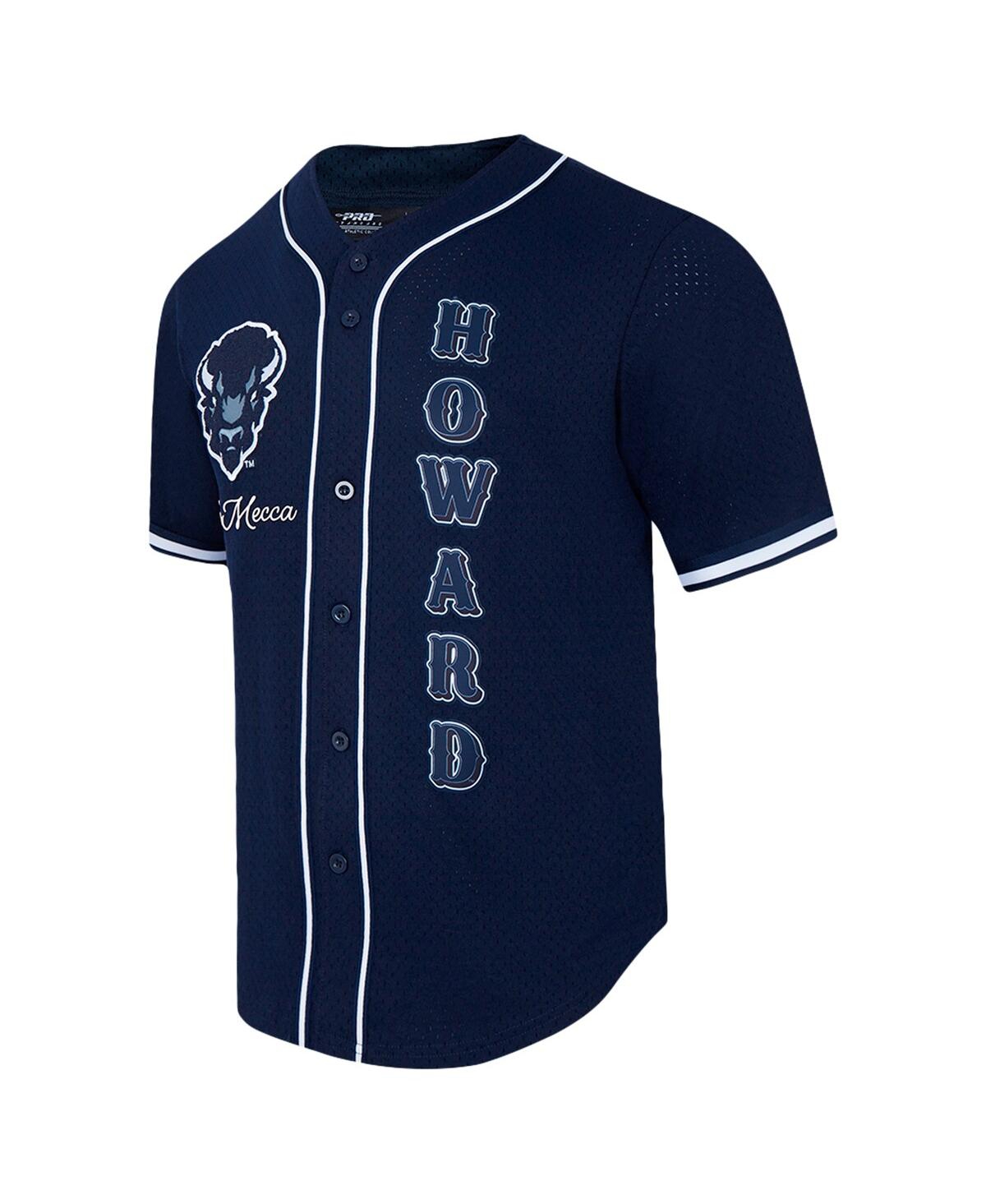 Pro Standard Men'sHoward Bison Vintage Varsity Button-Up Top - Navy