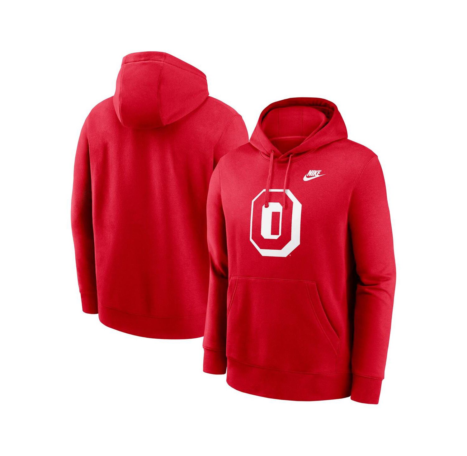 Men's Scarlet Ohio State Buckeyes Legacy Logo Club Fleece Pullover Hoodie